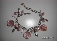 Pink and silver charm bracelet
