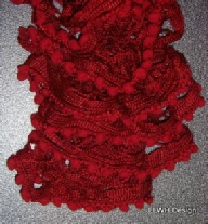 Scarf bobble mesh detail cherry red