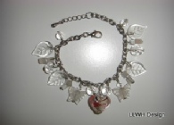 Clear heart and silver charm bracelet