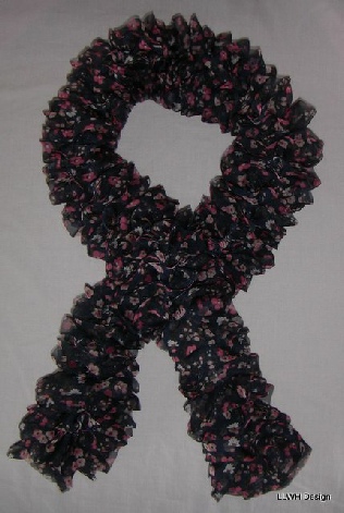 Scarf ruffle chiffon navy
