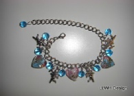 Blue and pink heart charm bracelet