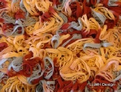 Scarf ruffle mesh knit orange blend